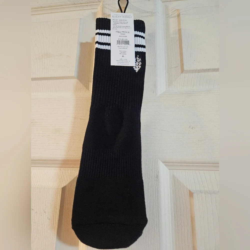 FP Movement × LUCKY HONEY COLLAB Logo Stripe Tube Socks: Black: NEW WITH TAGS